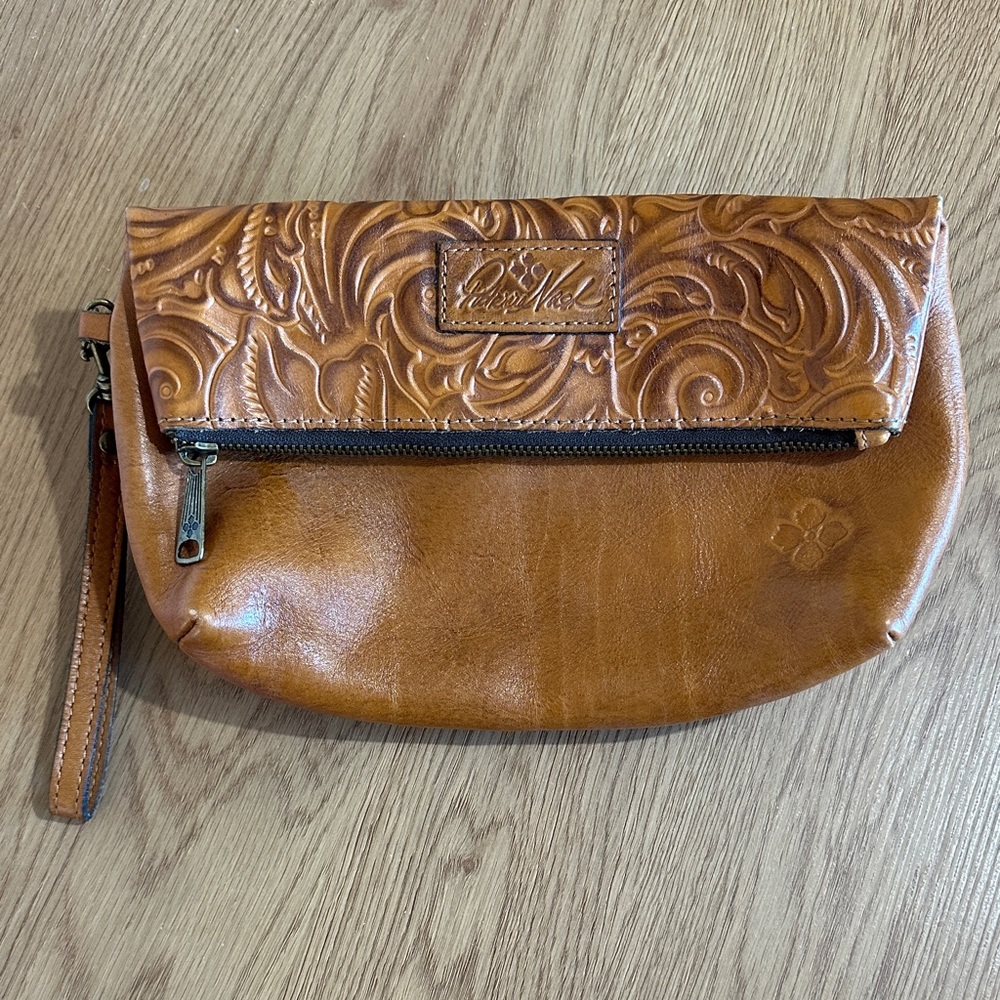 Patricia Nash Brown Embossed Leather Wristlet